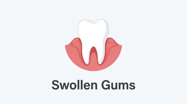 Swollen gums illustration showing gingival inflammation around the base of a tooth