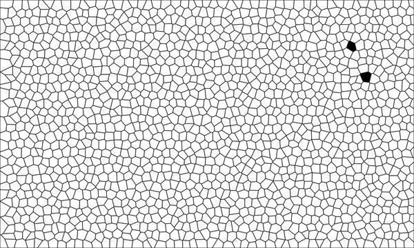 Abstract black and white pattern of irregular geometric polygons forming a cellular structure or a cracked dry earth surface layout