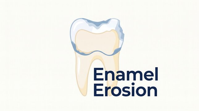 Enamel erosion illustration showing tooth decay and dental health problems