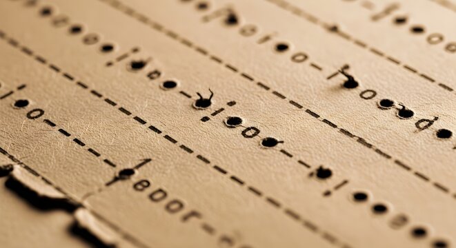 Close-up of vintage sheet music with musical notes and staff lines on aged paper