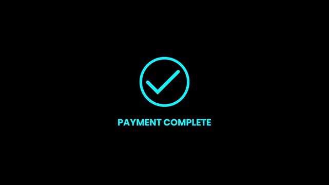 Digital payment confirmation animation featuring a clean minimalist checkmark and smooth transition for e-commerce checkout success screens and secure financial transactions.4K video