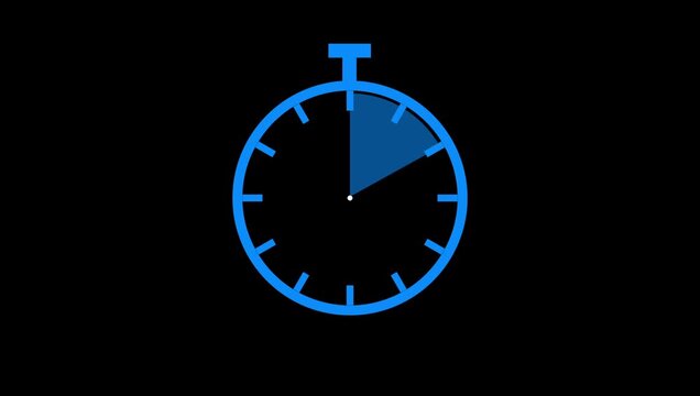 30 Second Stopwatch Countdown Timer Animation with Hours Minutes and Seconds on Black Background 4K