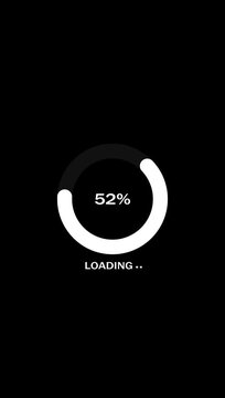 Minimalist Loading Bar Circle Animation Showing Loading Progress and Error Failed Status on Black Background