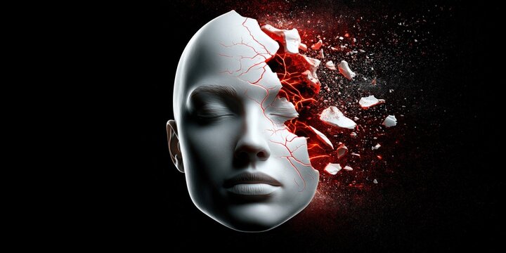 Shattered beauty revealing hidden emotional depths