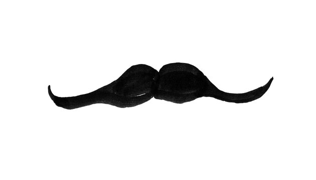 Hand-drawn Doodle Handlebar Mustache Sketch Black and White Line Art Vector Illustration