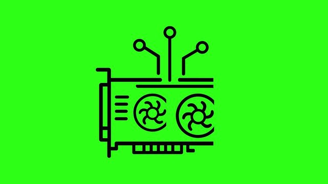 Graphics card icon pulsing in simple animated video loop for computer hardware and technology digital motion.