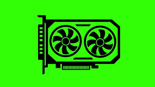 Graphics card hardware component rotating in a smooth digital animation for modern high performance computing motion