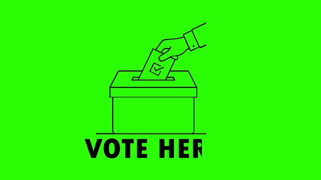 Voting ballot motion animation showing hand inserting paper into box for democratic election video footage clip