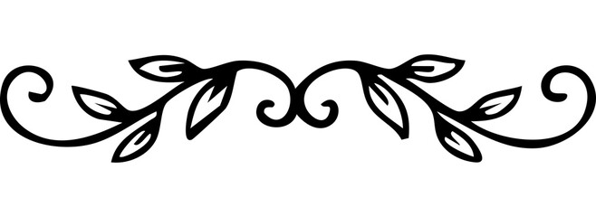 Black floral flourish divider, vintage ornamental leaf border and design element vector  © Rizwan