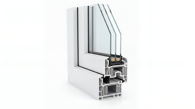 Side View Plastic Window Cutaway Demonstration Isolated on White