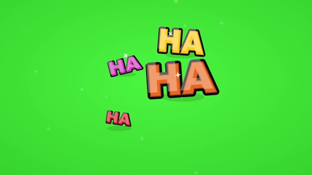 Laughing cartoon text animation on green screen background