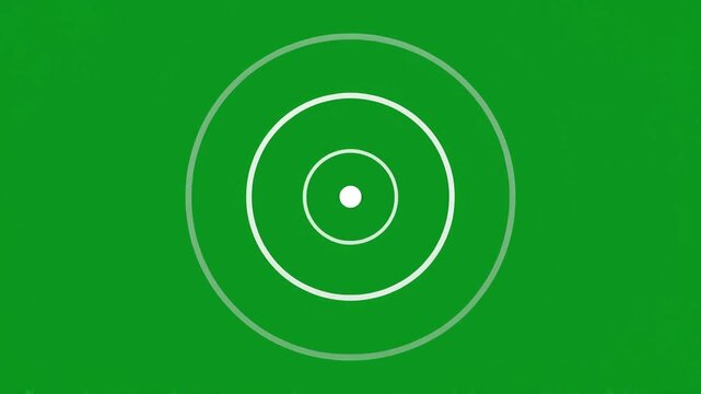 Concentric White Radar Circles Pulsing Animation Loop on Green Screen Chroma Key Background