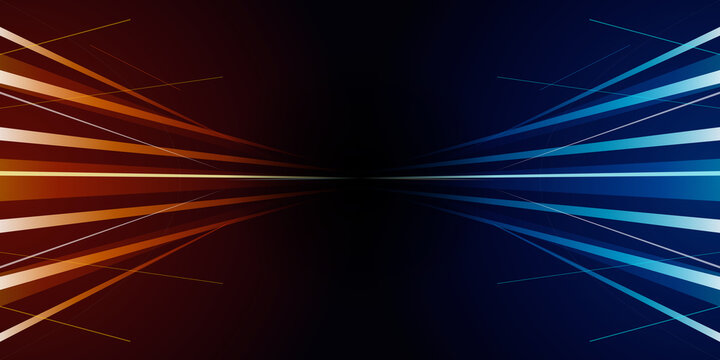 Abstract dynamic light rays converging from opposite sides on transparent background
