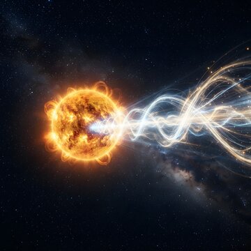 Cosmic Star Releasing Powerful Energy Beam in Deep Space