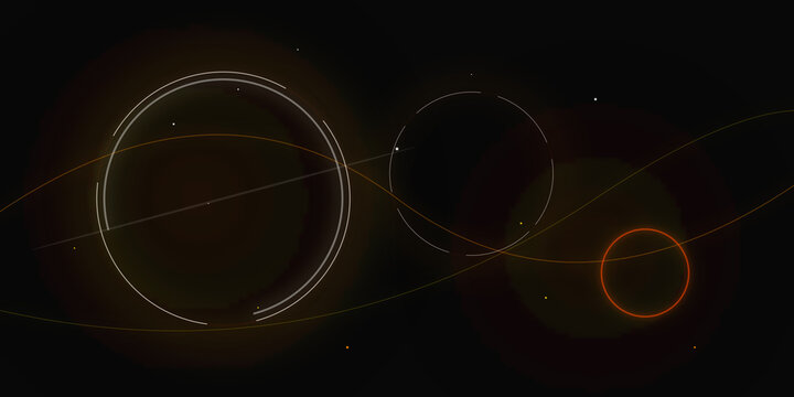 Abstract glowing geometric orbital rings on transparent background