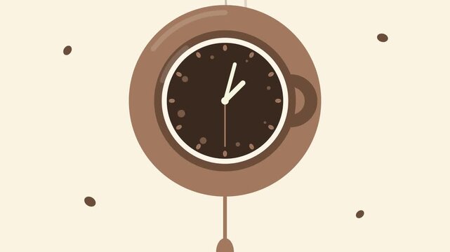 Aesthetic Morning Coffee with Vintage Pendulum Clock and Canvas Texture in 4K 60fps Resolution