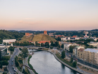 Fototapeta premium terrace view of vilnius riverfront at sunset