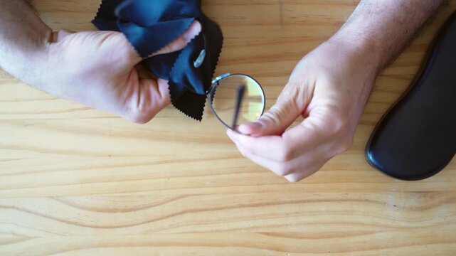 Hands repairing object with screwdriver by toolbox