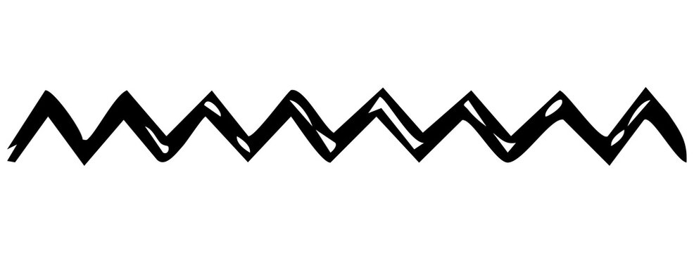 Black hand drawn zigzag line border page divider doodle isolated on white background flat vector illustration