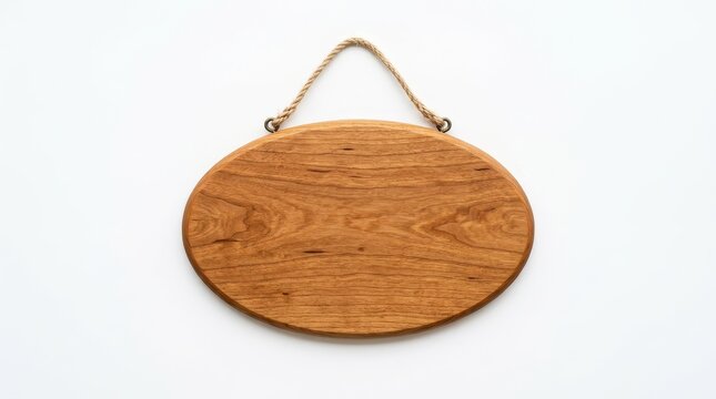 Rustic wooden hanging sign, oval wood plaque with rope handle, blank timber board for shop signage or home decor