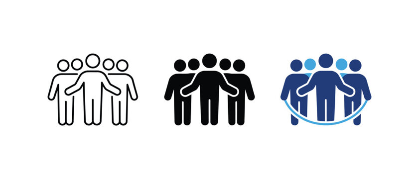 Leadership leader team people group business community protection icon set. Vector illustration