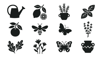 Obraz premium Collection of Garden and Nature Icons.
