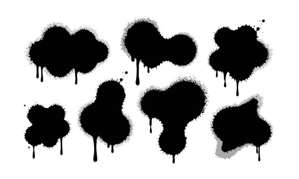 Black Spray Paint Graffiti Blobs With Dripping Effects.