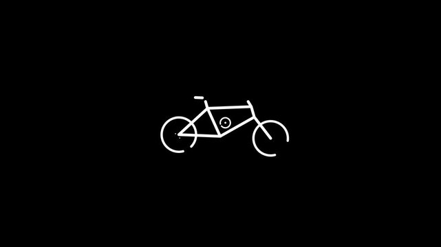 Minimalist Line Animation of a Bicycle Being Drawn Step by Step on a Clean Black