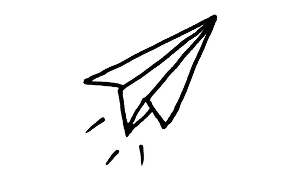 Flying Paper Airplane with Motion Lines Hand-Drawn Doodle for Photoshop & Illustrator