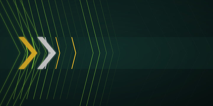 Abstract geometric arrow pattern with neon green lines on transparent background