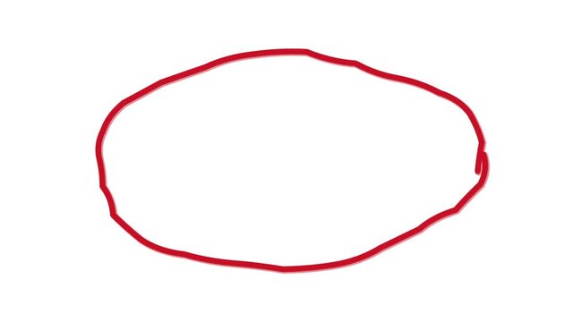 Hand-drawn red circle animation, organic sketch oval on white background, minimalist marker stroke highlight for presentations