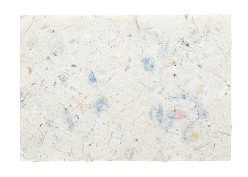 Handmade Recycled Paper Cutout with Subtle Blue Fiber Texture on Transparent Background