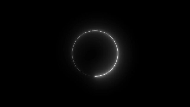 neon circle frame overlay 4k, glowing neon circular border pulsing animation, live streaming neon sign circle effect. alpha channel seamless loop animation