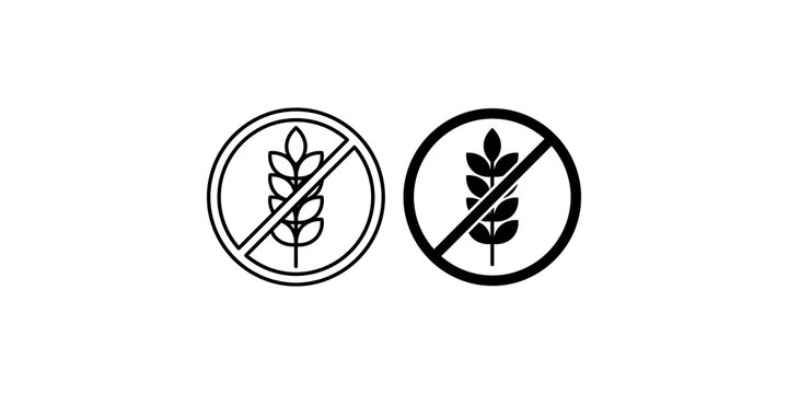Two gluten free symbols with crossed out wheat stalk design for food allergy labels and dietary restriction markers.