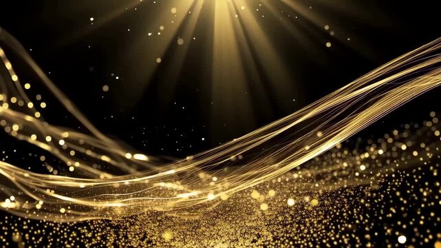 Elegant Gold Particle Flow on Dark Background