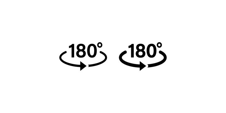 Two 180 degree rotation arrow icons in black color used for indicating perspective change or spinning product view.