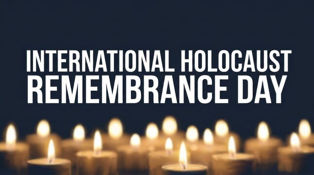 A solemn background featuring glowing candles to commemorate the annual international holocaust remembrance day for victims and survivors