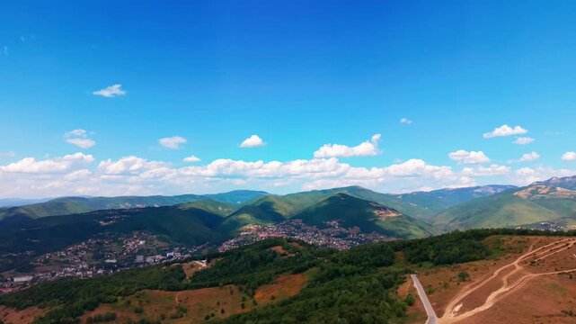 Aerial View of Zuc Hill Landscape and Surrounding Mountains Near Sarajevo Bosnia