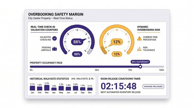 Hotel overbooking safety margin dashboard UI concept interface