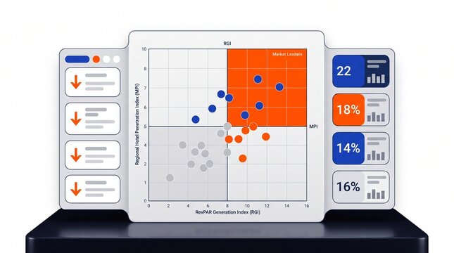 Business Analytics Dashboard Showing RevPAR and Market Penetration