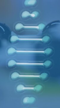 Animation of dna strand spinning and 3d chemical structure in laboratory