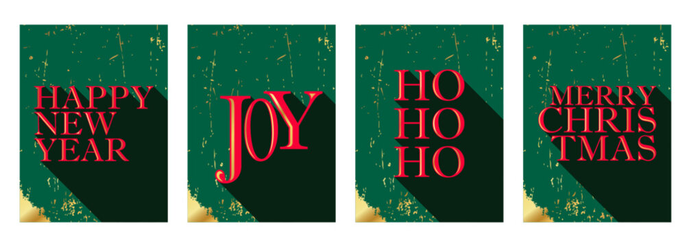 Holidays Christmas, New Year greeting wishing text cards, posters, background, banner, flyer set. Winter December Template for advertising, web, social media, web frame typography design