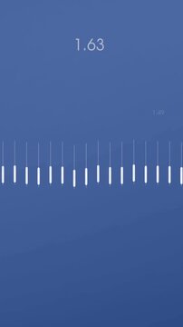 Animation of heart rhythm over graph and changing numbers against blue background