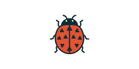 Fototapeta premium Minimalist vector illustration of a stylized red ladybug with geometric triangle patterns.