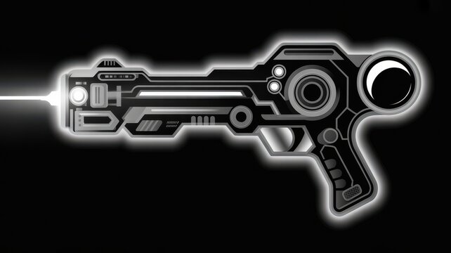 Futuristic sci-fi laser blaster illustration on black background