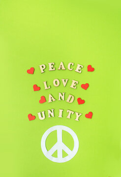 Peace love and unity message with peace symbol for International Day of Peace, social awareness and positive community values