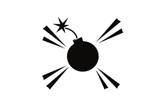 Black white bomb illustration on white background high resolution picture