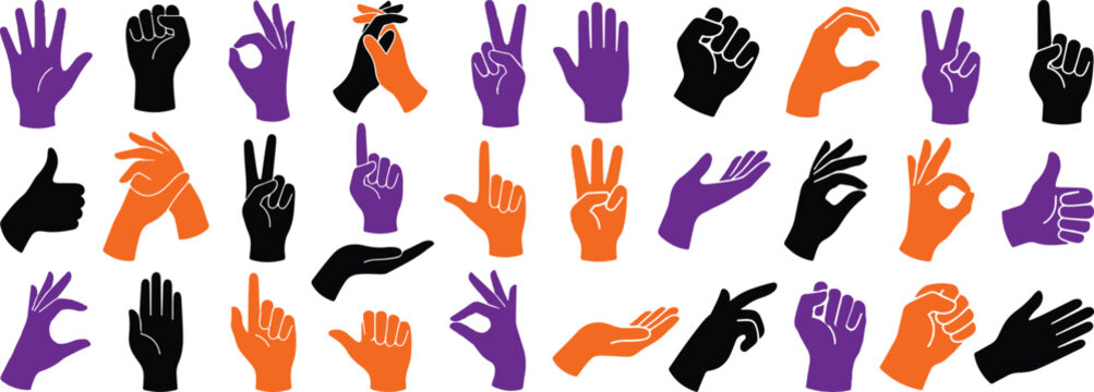 Purple and orange hands forming red ribbon symbol for aids day