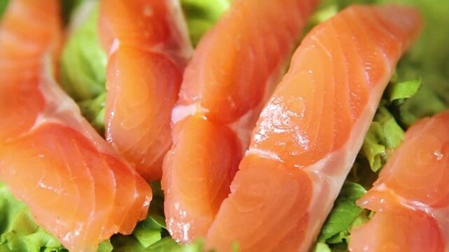 Salmon salad seafood red fish appetizer food preparation pescetarian diet dish tasty snack fresh and delicious gourmet rustic food background on the table&nbsp; rustic food top view copy space keto and pal