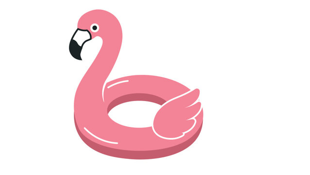 Colorful pink flamingo pool float symbol icon flat style templte